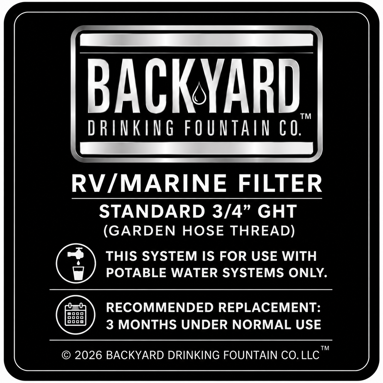 Premium Replacement RV/Marine Filter-replacement part for FountainOne™ backyard drinking fountain - Backyard Drinking Fountain Co.