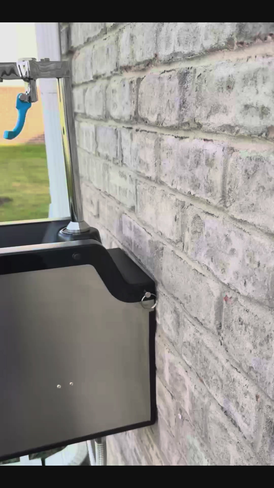 180° product view of the FountainOne Fill™ wall-mounted outdoor fountain with close-up of bottle filler attachment — Backyard Drinking Fountain Co